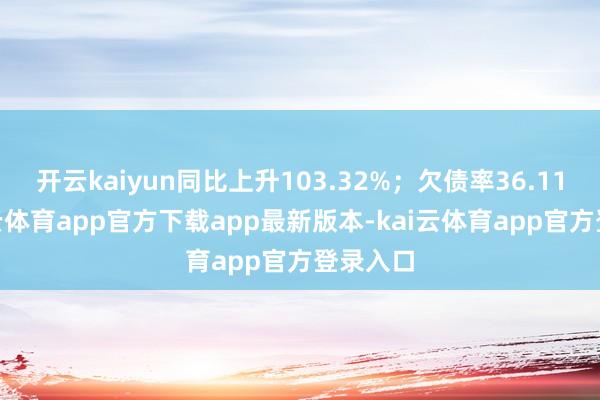 开云kaiyun同比上升103.32%；欠债率36.11%-kai云体育app官方下载app最新版本-kai云体育app官方登录入口