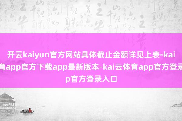 开云kaiyun官方网站具体截止金额详见上表-kai云体育app官方下载app最新版本-kai云体育app官方登录入口